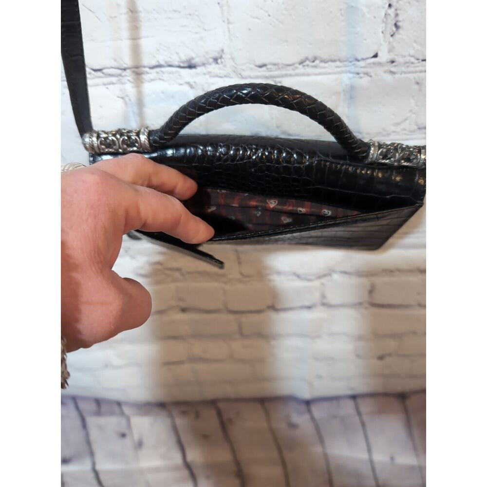 BRIGHTON Celtic Plaque Embossed Leather Clutch Handle Bag - Picture 11 of 16